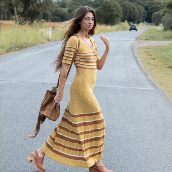 Golden Brown the Label Joni dress in Mustard XS Golden Brown the Label Joni dress in Mustard XS